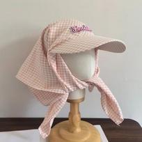 Fashion Plaid Pattern Sunshade Hat Simple Quick-drying Sun Hat Breathable Cotton Peaked Cap Summer Season rožinė