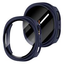 Case For Samsung Galaxy watch 8 44mm 40mm Accessories Screen Protector Tempered Glass+PC Bumper Cover Galaxy watch 8 Protective Galaxy watch 8 44mm vidurnakčio mėlyna spalva