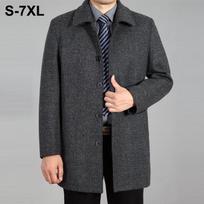 Vyriškas vilnonis paltas rudeninis žieminis paltas Vilnonis ilgas paltas Peacoat Vyriška vilnonė striukė plius dydis 7XL M