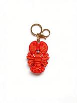 Creative Marine Life Shell & Pink Beaded Lobster Crab Charm Keychain for Women's Bags
