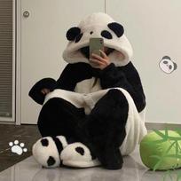 Žiemos Unisex Panda Chalatai Kostiumai Cosplay Pižama Suaugusiųjų Pižama Gyvūnų Miego Drabužiai Kombinezonas Anime Vakarėlio Drabužiai S