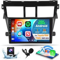 2 Din Android automobilinis stereofoninis radijas, skirtas Toyota Vios Yaris 2007 2008-2012 Multimedijos vaizdo grotuvas Carplay GPS navigacija su ekranu 1+32CP+MIC+4D