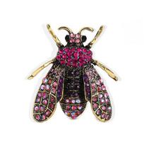 New Insect Bee Brooches For Women Korean Fashion Rhinestone Ctystal Lapel Pins Sweater Corsage Fixed Jewelry Clothes Accessories raudona