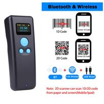 Kišeninis brūkšninio kodo skaitytuvas Nešiojamas Mini Bluetooth Belaidis 1D 2D kodų skaitytuvas su ekranu kurjeriui 2D QR skaitytuvas PDF417