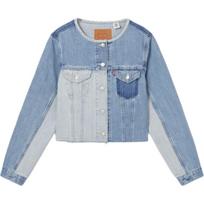 Levis Color Block Comfortable Casual Short Sleeve Round Neck Denim Jacket Women jackets 0052H-0000 XS