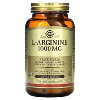 Solgar, L-argininas, laisva forma, 1000 mg, 90 tablečių