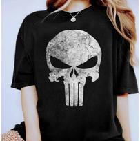 Marvel Punisher Kaukolės Simbolis Nusidėvėjęs Unisex Marškinėliai Suaugusiųjų Marškinėliai 4XL gray