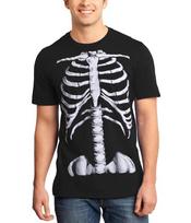 Skeleton Rib Cage Glow In Dark Costume 100% Cotton T-shirt Mens Tees Top S