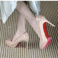Round head high heels nude waterproof table red sole patent leather CM fine heel not tired feet single shoes new professional shoes 34 kūno spalva