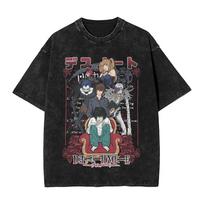 Deaths Notes Anime Washed T Shirt Streetwear Hip Hop Novelty TShirts  Tees Unisex Women Short Sleeve Oversize Printed S