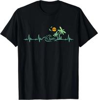 Heartbeat Palm Tree Retro Tropical Beach Island Trees Funny TShirt Graphic T Shirts Women Clothes Tops Ropa Mujer S