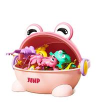 Assorted Colors Fun Jumping Frog Toy with Storage Bucket Cute Animals Bouncing Toad Game Parent-child Bounce OneSize rožinė