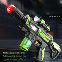 Realistic Electric Toy Gun Mist Spray Vibration Blaster with LED Light Sound Music Effects Role Play Toy Birthday Gift for Teens žalia