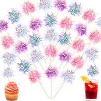 120 Pcs Firework Cupcake Toppers Foil Frill Toothpicks Cake Decorations 120pcs