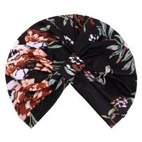 New Bohemia Floral Print Turban Pleated Stretchy Chemo Caps Head Wrap Beanie Hat Pre Tied Knot Muslim Hijab
