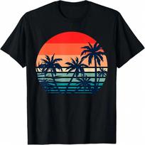 Retro Palm Trees Beach Summer Vibes Tropical Summer T-Shirt S įvairiaspalvis