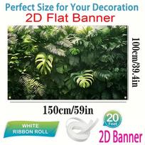 Lush Green Tropical Leaves Backdrop, 2D Printed Banner with Hanging Rope 47.2x31.5inch/120*80cm