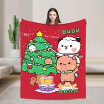 Bubu Dudu Christmas Soft Warm Blanket  Child Plush Throw Blanket Funny Outdoor Flannel Bedspread Sofa Bed Cover 75x90cm