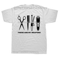 Barber Weapons Hairdresser T Shirt Unisex Soft Cotton Leisure Tshirt ONeck Short Sleeves Vintage Retro Tee Fashion Tshirt Gift S