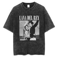 90Th Generation Singer Lana Del Rey Washed T-Shirt Harajuku Men'S Retro Retro Short Sleeve Large Size Pure Cotton Tide T S