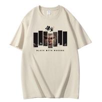Black Myth Wukong Myth Wukong Peripheral Print Summer Short Sleeve T-Shirt Cotton Loose Game S chaki