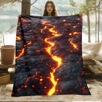 Volcano Lava Print Fleece Blanket Soft Warm Cool Rock Fire Theme Throw Blanket for Bedroom Gaming Room Living Room Multi-Size 75cmx90cm