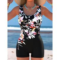 Summer Sexy Colorful Pattern Printed One-piece Swimsuit Slim Fit and Slimming, Deep U-back Design, Beach Pool Vacation Eye-catching Fashion Swimsuit XS juoda