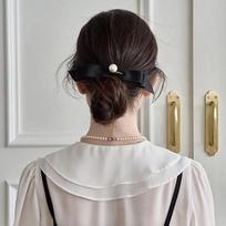 3-Tier Pearl Ribbon Automatic Pin JP-22-235AB black