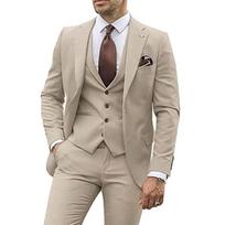 3 vnt. smėlio spalvos kostiumai vyrams, slim fit, jaunikio smokingas, vestuviniai kostiumai, pamergių palydovas, formalus vakarėlio kostiumas, vyriškas M