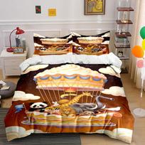 Animal-themed hot air balloon Bedding sets Duvet cover sets Duvet covers Pillowcases(1 * Duvet Cover 2 * Pillowcases without duvet insert) 135x200cm