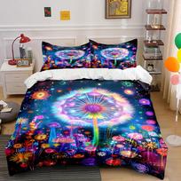 Multicolored dandelion and flowers. Bedding sets Duvet cover sets Duvet covers Pillowcases(1 * Duvet Cover 2 * Pillowcases without duvet insert) 135x200cm