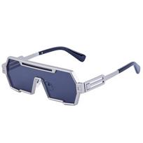 Fashion Metal Steampunk Sunglasses Punk UV400 Protection Irregular Square Sun Glasses Big Frame One-Piece Sun Glasses for Men sidabro pilka spalva