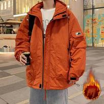 Winter Men's Parkas Fashion Hooded Windbreaker Padding Coat Men Women Warm Jackets XL raudona