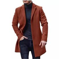 Men's Woolen Coat, Men's Woolen Mid-length Windbreaker Jacket M
