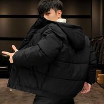 Vyriškas Harajuku spalvingas pūkinis paltas žiemos striukė vyriški gatvės drabužiai hip hop parka korėjietiški geltoni juodi drabužiai pūkinės striukės XS juoda