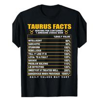 Funny Zodiac Taurus Personality Traits Graphic Tee - Black Shirt with Bold Yellow text, Soft Everyday Casual Shirt for Taurus Season (April 20 - May S juoda