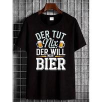 Black T Shirt with Beer Mugs And German Text Der Tut Nix Der Will Nur Bier for Casual Wear And Party Events S juoda