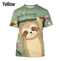 Lovely Sloth Graphic T Shirt for Men Clothing 3D Bradypod Animal Printed T-shirt Casual Short Sleeve Fashion Tops Shirts 4XL