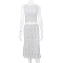 Y2K White Casual 2 Piece-Set Long Skirt Women Hollow Out Patchwork Sexy Cropped Tank Top and Maxi Skirt Sets Female Outfits S balta