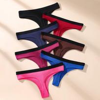 7Pcs Women Thongs Panties Low Waist Underwear striped Girls Briefs Cotton G-String Breathable Sexy Ladies Panty Female Lingerie XS įvairiaspalvis