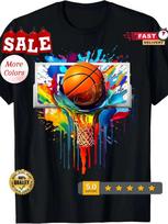 Men's Basketball Dunk Tie-Dye Splash Print Cotton Tee - Black S