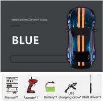 RC Car 4WD 2.4G 30KM/H greitaeigių drifto lenktynių radijo bangomis valdoma mašina 1:14 nuotolinio valdymo automobilių žaislų vaikams, vaikams Dovanos mėlyna