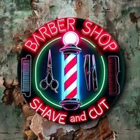 Vintage Metal Wall Sign Barber Shop Scissors Comb Rustic Decor 7.87x7.87 Inch