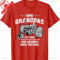 Some Grandpas Popular Play Bingo Cool Drive Vintage Tractors Gift Printed Tshirt Tops Commuter Allmatch Regular Short Sleeve S
