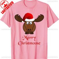 Merry Christmoose Lovely Deer PatternTShirt Loose Casual Style Crewneck Unisex Graphic Tshirts Allmatch Tops Tee Shirt Short S