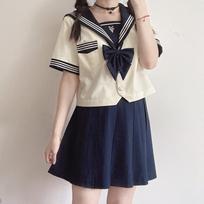 Linchuan Academy Style JK Uniform Sailor Suit - Authentic Autumn/Winter Set with Long/Short Sleeves for Students XS gray