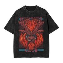 Washed T Shirt Monster Hunter Hunting Club Teostra TShirts Harajuku  Streetwear Short Sleeve Printed Tops Tees for Unisex Women S