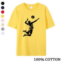 Unisexs Creative Volleyball Print TShirt Comfortable And Breathable Summer Running And Fitness Pure Cotton Crew Neck Short Sleeve S