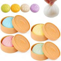 Flour Bun Dumpling Squishy, Soft Dough Squeeze Ball, Sensory Stress Relief Fidget Toy with Steamer Case United States