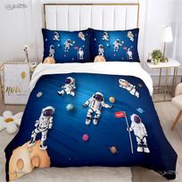 Cartoon Space Astronaut All Season Duvet Cover Comforter Bedding sets Soft Quilt Cover and Pillowcases Single/Double/Queen/King 135x200cm